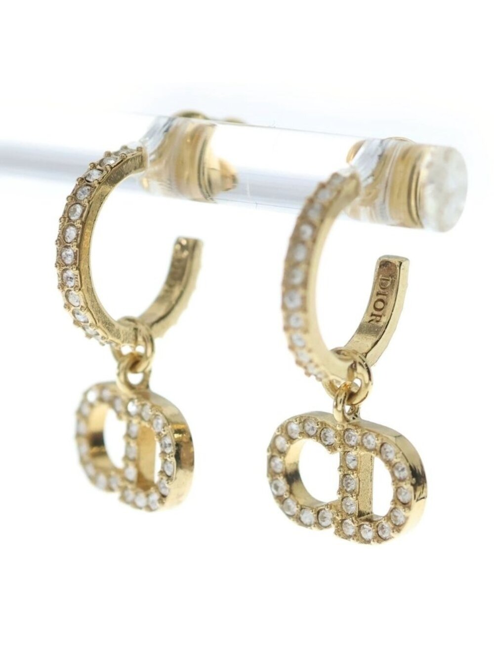 Dior CD Logo Earrings Rhinestone